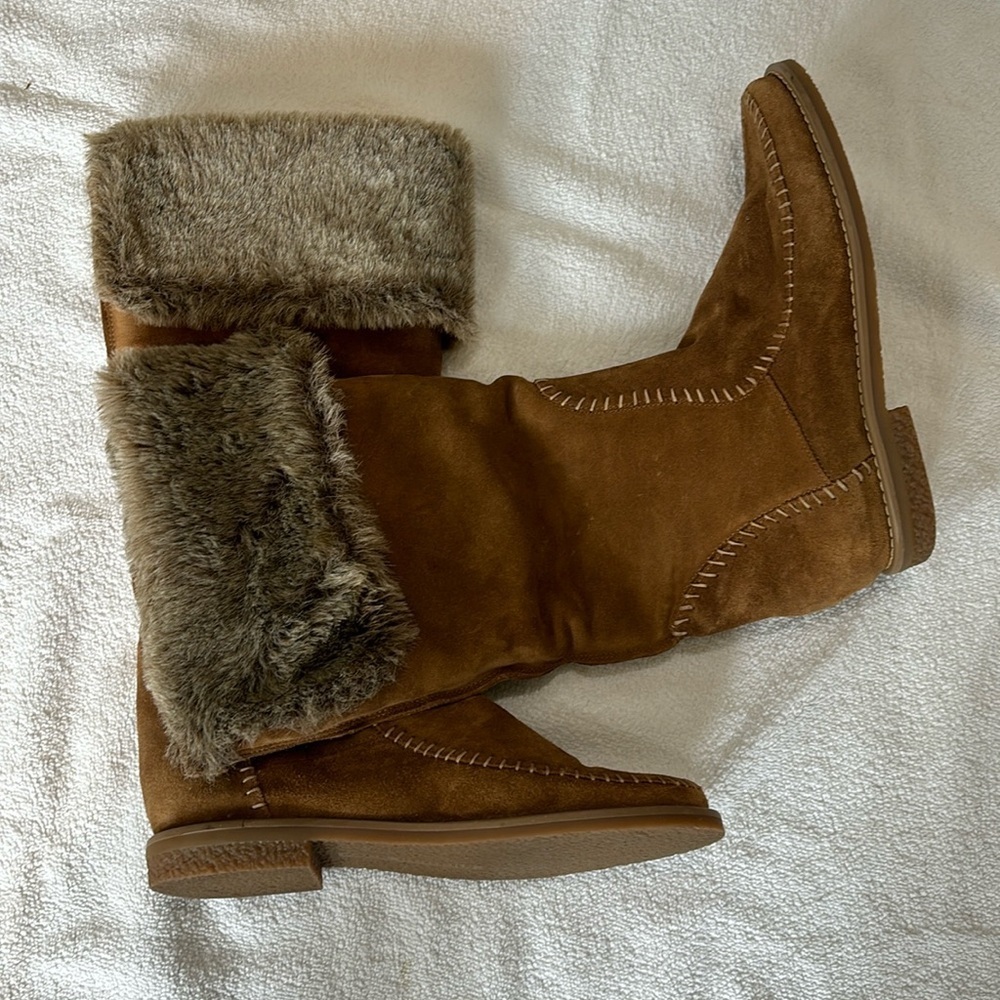 Jack Rogers Women's Nell Faux Fur Suede High Boots size 9